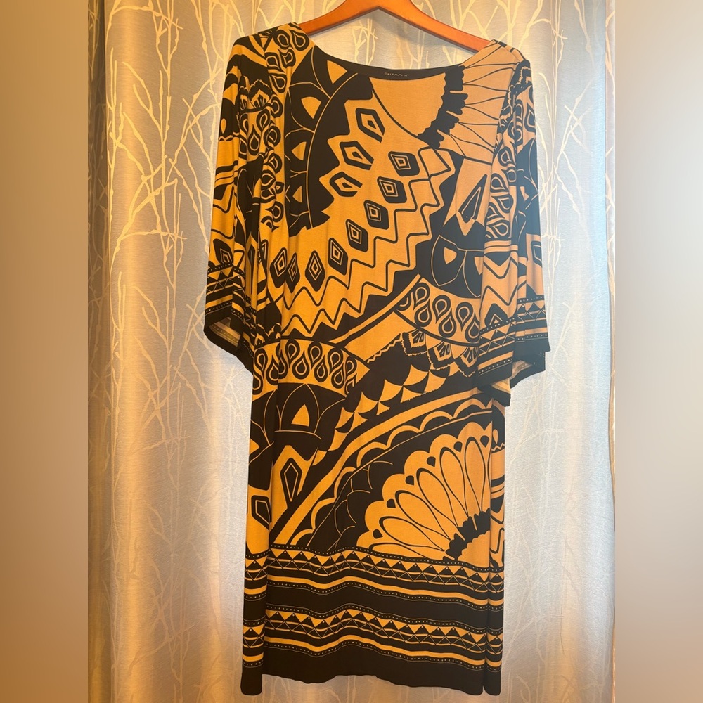 Enfocus Studio Black and Ecru/beige Geometric Dress